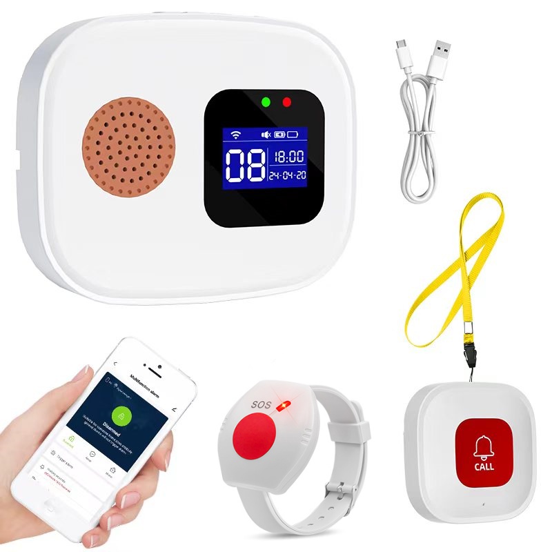 Home Security With Monitoring - Pulsante di Chiamata d'Emergenza per Anziani,