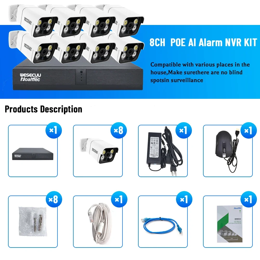 Home Security Kit With Camera - Kit Sistema di Videosorveglianza CCTV con