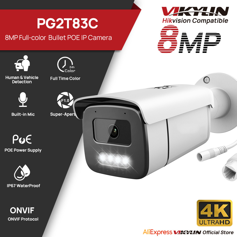 Home Security Lights Outdoors - Telecamera IP Bullet Vikylin 8MP con